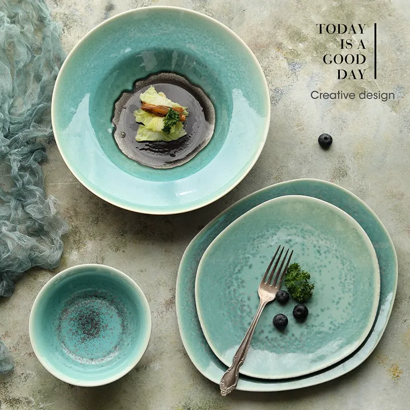 Vintage Green Ceramic Dinnerware Set