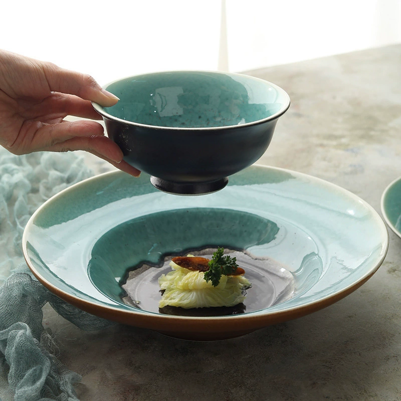 빈티지 그린 세라믹 식기 세트 tableware view 2