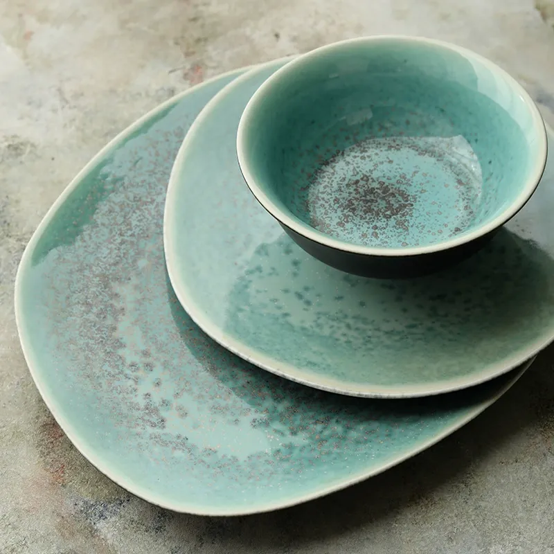 빈티지 그린 세라믹 식기 세트 tableware view 4