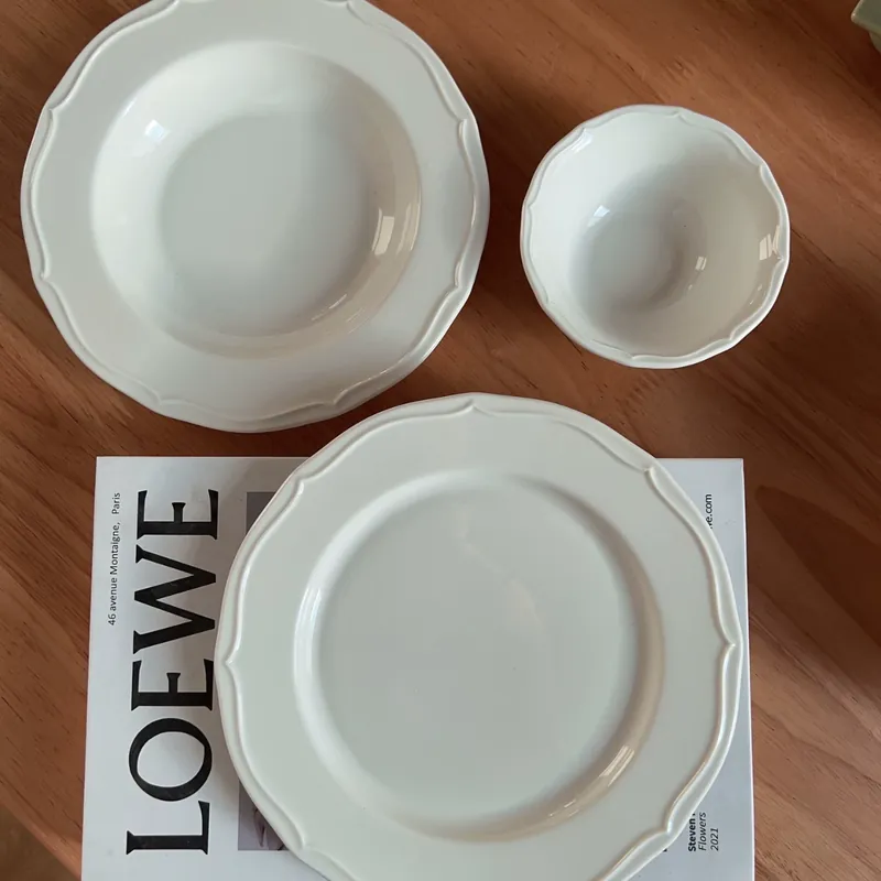 Classic White Porcelain Dinner Plate and Bowl Set
