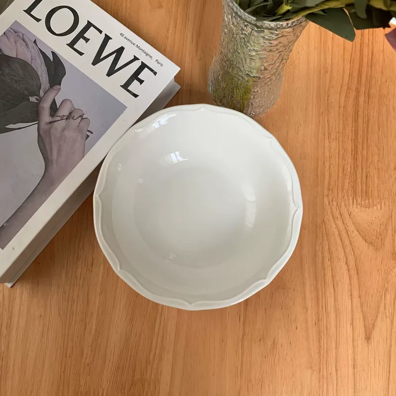 طقم طبق وعاء عشاء من البورسلين الأبيض الكلاسيكي tableware view 8