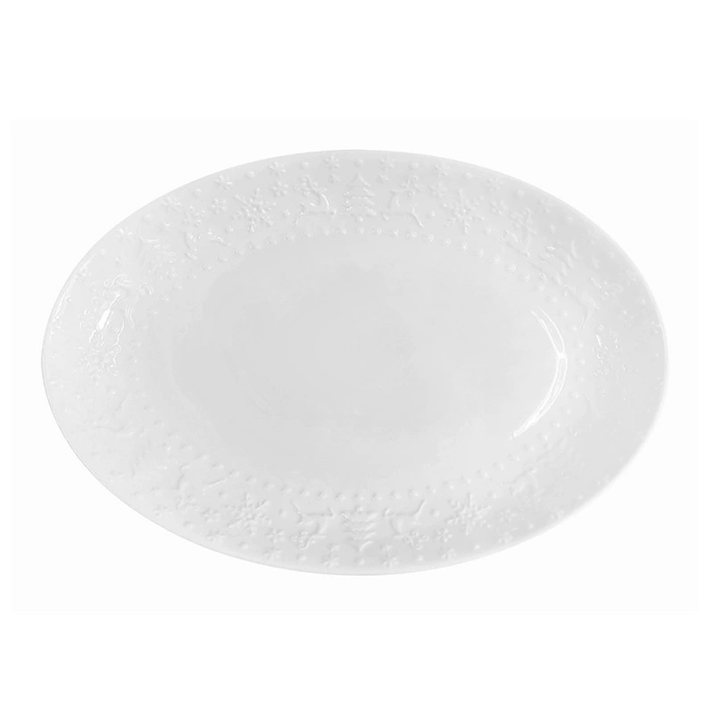 طبق تقديم بيضاوي بنقش سيراميك tableware view 5