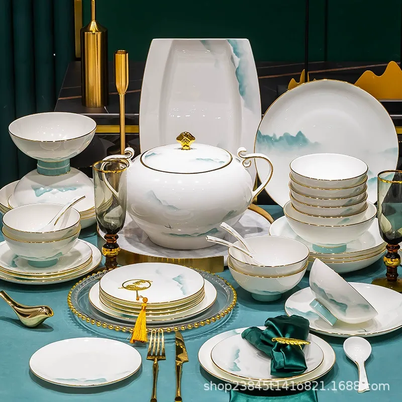 Пиала для риса из костяного фарфора в новом китайском стиле tableware view 3