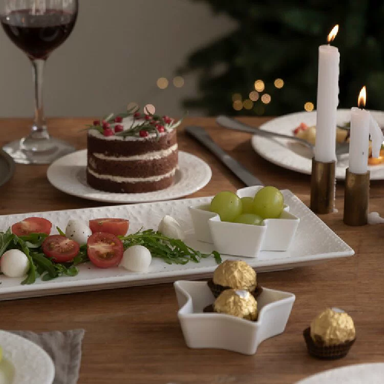 Plato de aperitivo de cerámica con árbol de Navidad tableware view 4