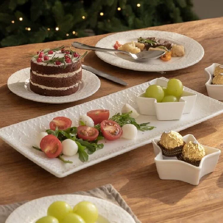 French Relief Square Dessert Plate