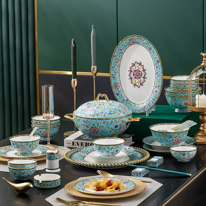 Набор посуды с императорской жёлтой эмалью tableware