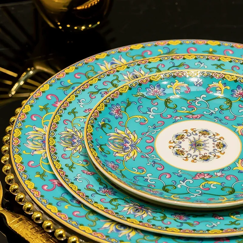 Набор посуды с императорской жёлтой эмалью tableware view 3