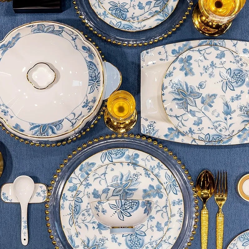 Набор посуды из костяного фарфора с палочками tableware view 3