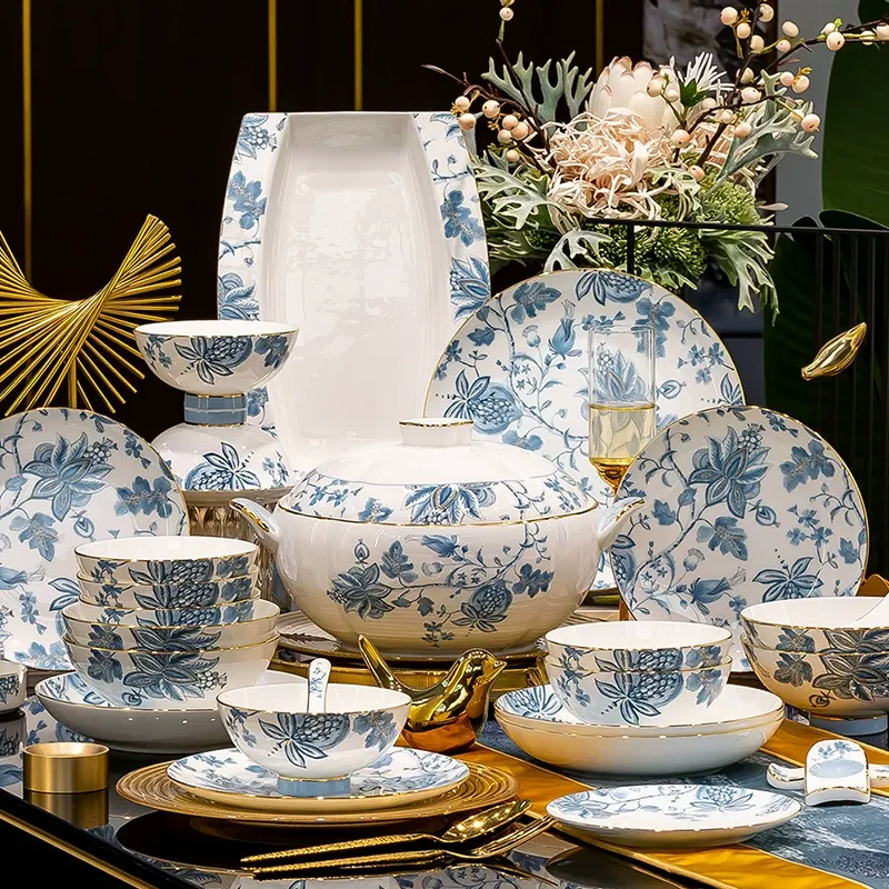 Набор посуды из костяного фарфора с палочками tableware view 4