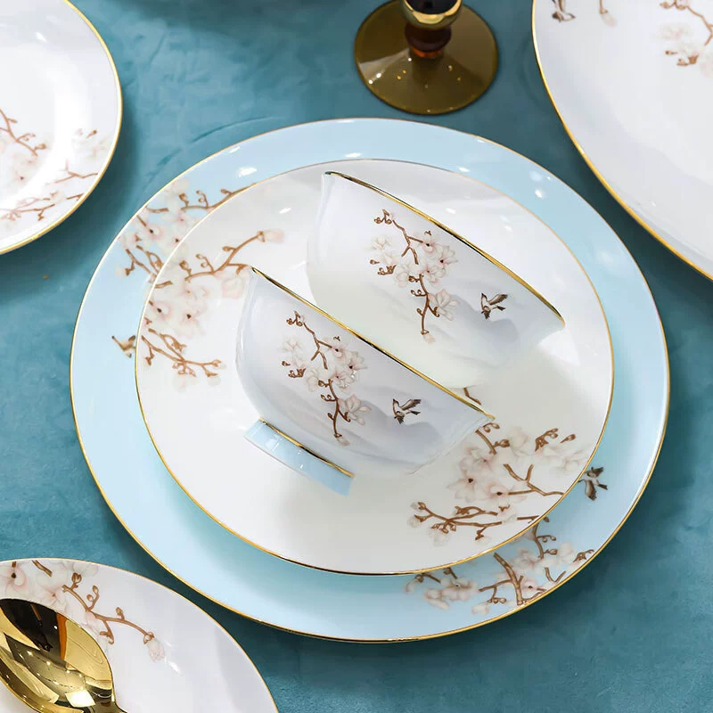 Conjunto de tigela e prato de porcelana tableware