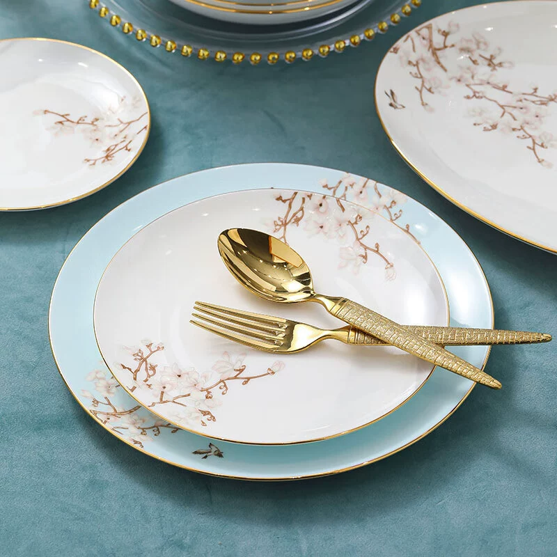 Conjunto de tigela e prato de porcelana tableware view 3