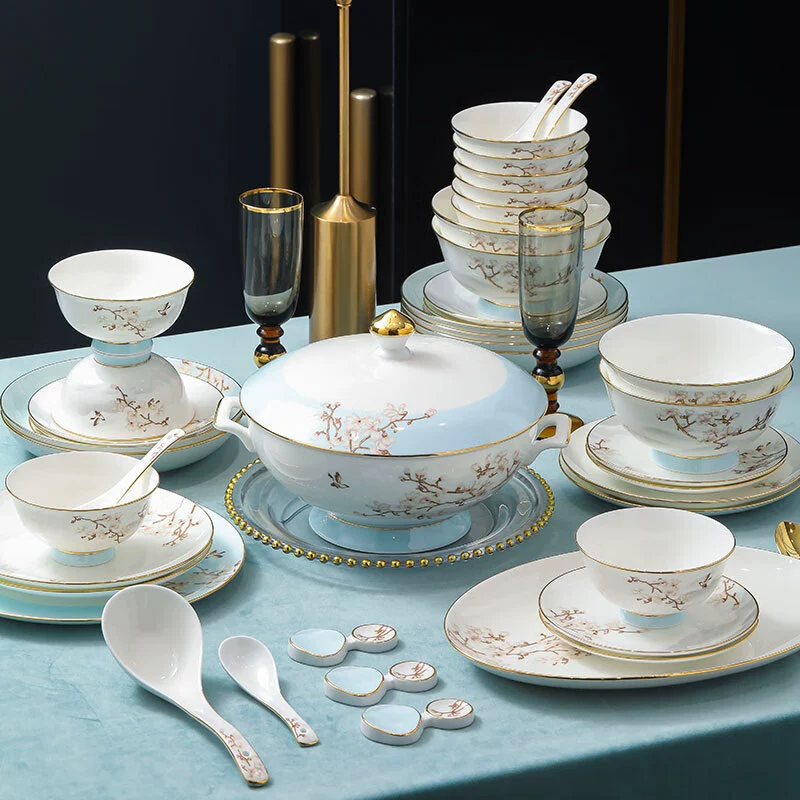 Conjunto de tigela e prato de porcelana tableware view 4