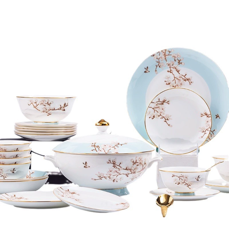Conjunto de tigela e prato de porcelana tableware view 5