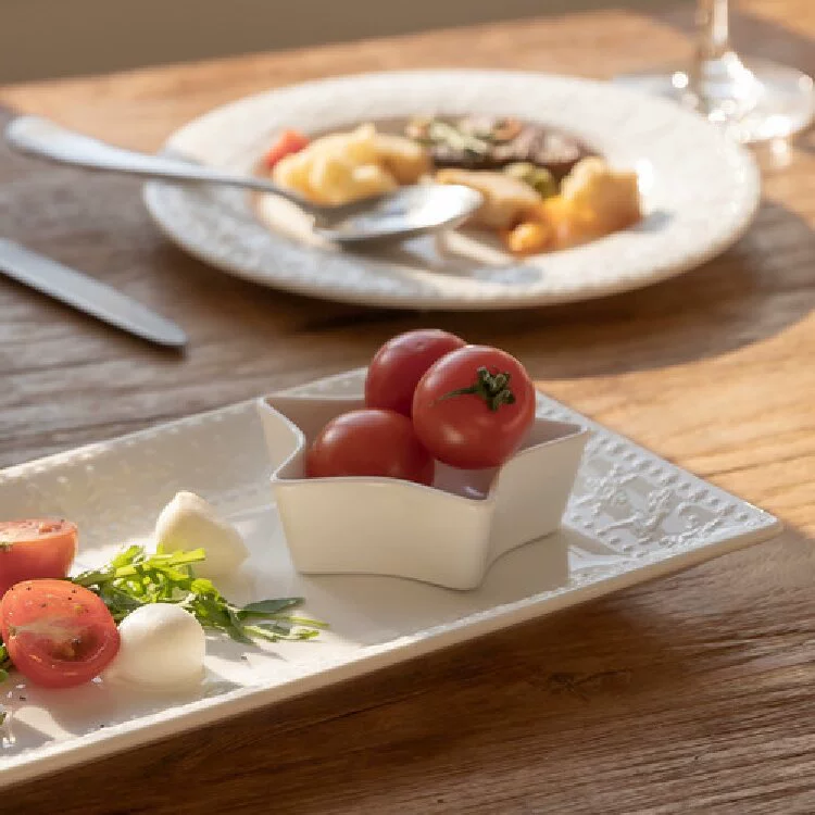 Saucier en céramique étoile relief tableware view 2