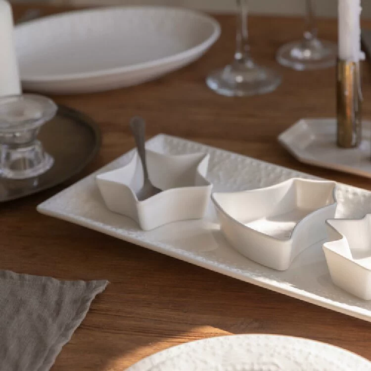 Saucier en céramique étoile relief tableware view 3