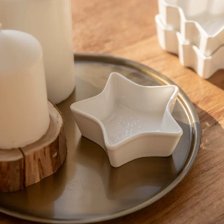 Saucier en céramique étoile relief tableware view 4