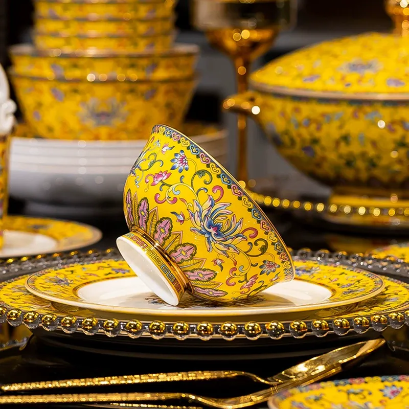 Enamel Ceramic Bowl and Plate