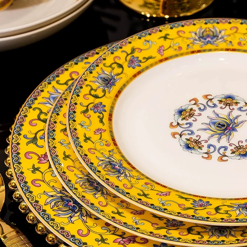 Enamel Ceramic Bowl and Plate tableware view 2
