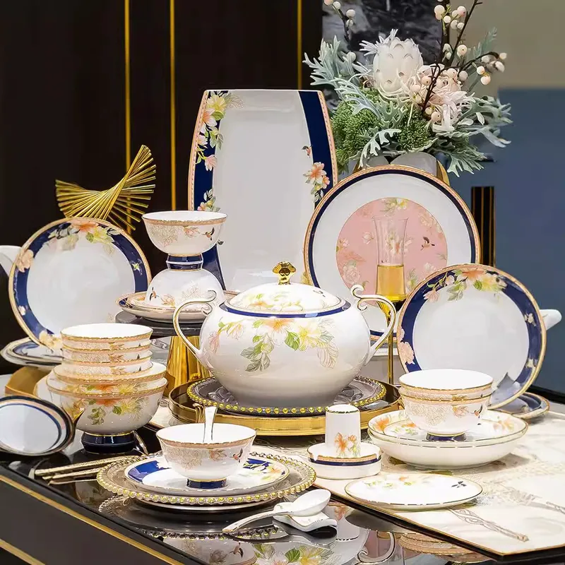Bird and Flower Bone China Dinnerware Set