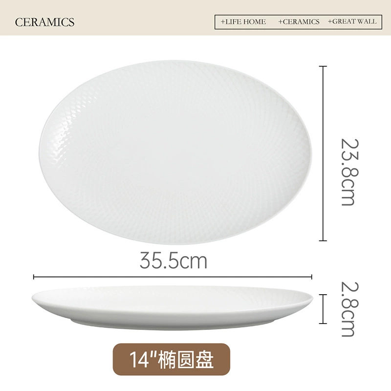 Овальное керамическое блюдо для рыбы tableware view 7