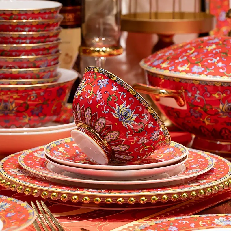 Enamel Ceramic Bowl and Plate