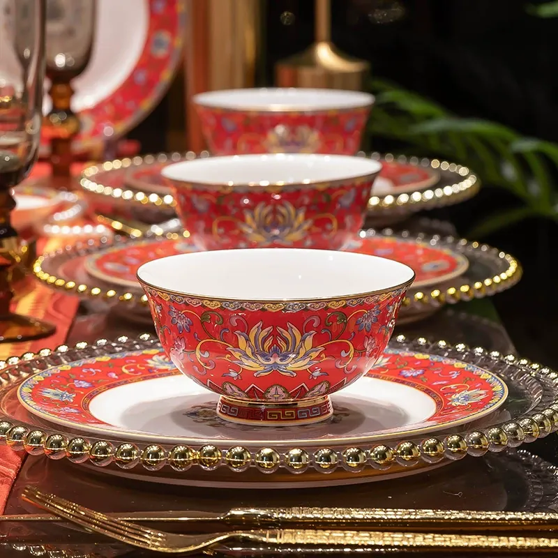 Enamel Ceramic Bowl and Plate tableware view 2