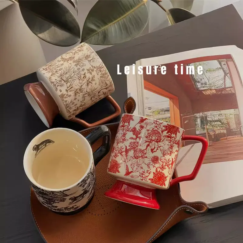 Ceramic High-Foot Mug with Tiger Design tableware view 2