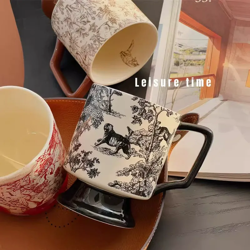 Ceramic High-Foot Mug with Tiger Design tableware view 4