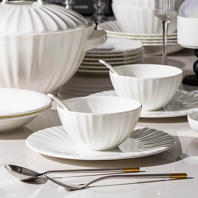 Embossed Bone China Dinnerware Set tableware view 2
