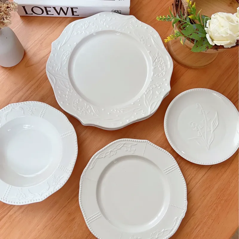 Plato de porcelana francés vintage lirio de los valles tableware view 3