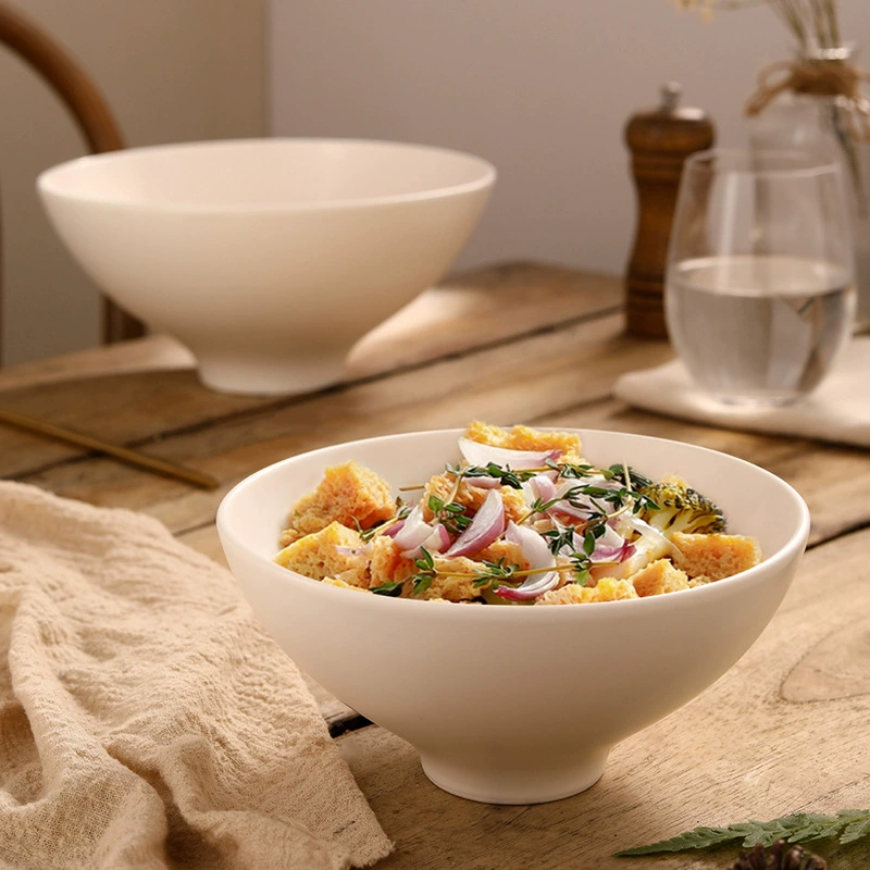 Ceramic Noodle Bowl with Flared Rim