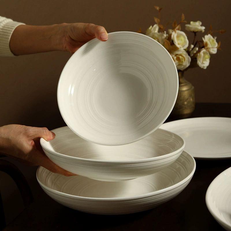 White Relief Ceramic Dinnerware Set tableware view 3