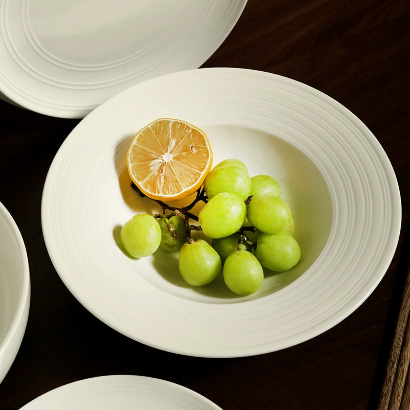 White Relief Ceramic Dinnerware Set tableware view 4