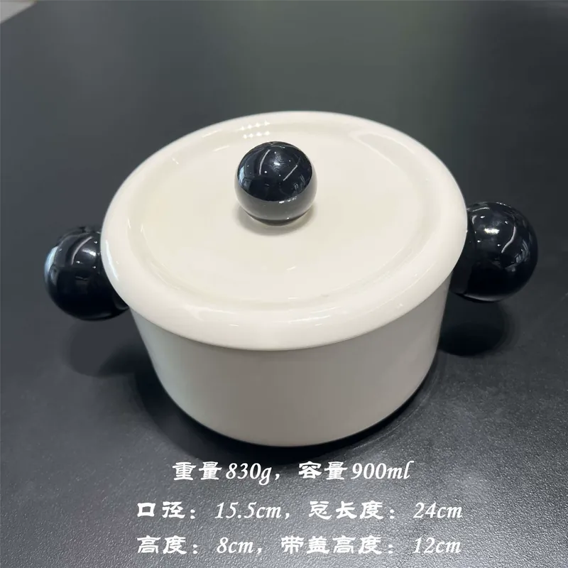 وعاء شوربة من البورسلين بغطاء ومقابض tableware view 6