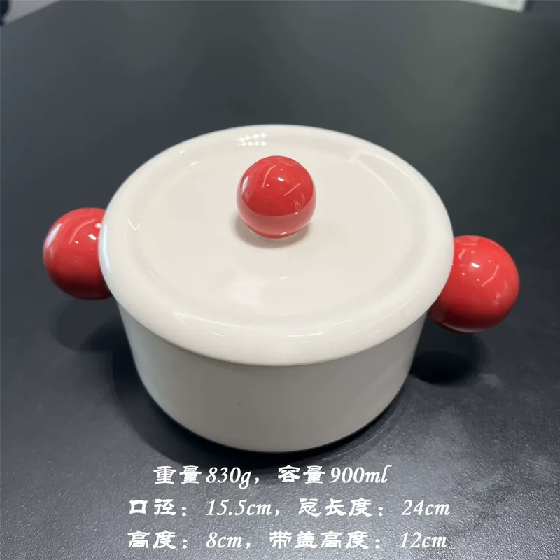 وعاء شوربة من البورسلين بغطاء ومقابض tableware view 8