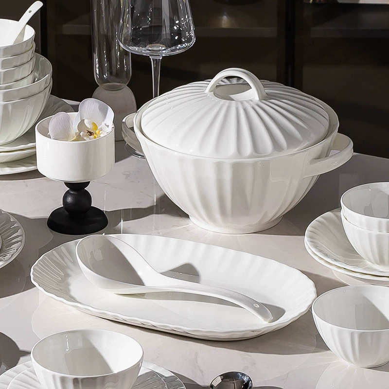 화이트 엠보 본차이나 볼 tableware view 2