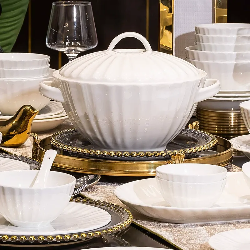 화이트 엠보 본차이나 볼 tableware view 4
