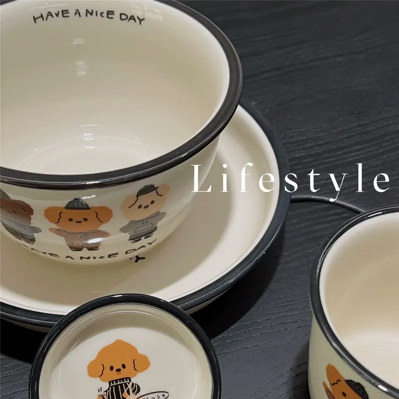 도자기 식기 세트 강아지 디자인 tableware view 2
