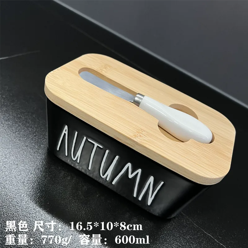 Ceramic Butter Dish with Lid and Knife tableware view 6