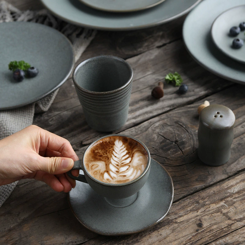 Ceramic Pasta Plate and Coffee Cup Set tableware view 3