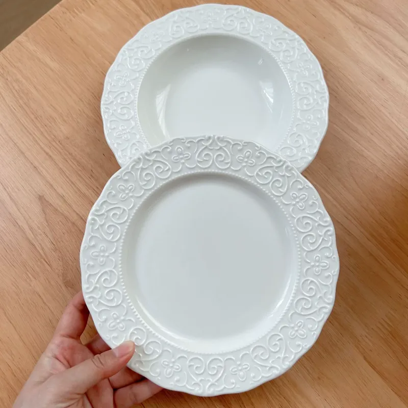 Classic Rimmed Porcelain Dessert Plate