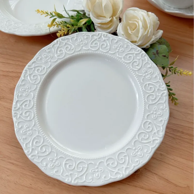 طبق حلوى بورسلين كلاسيكي بحافة tableware view 4