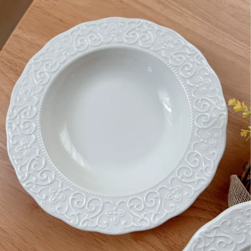 طبق حلوى بورسلين كلاسيكي بحافة tableware view 5
