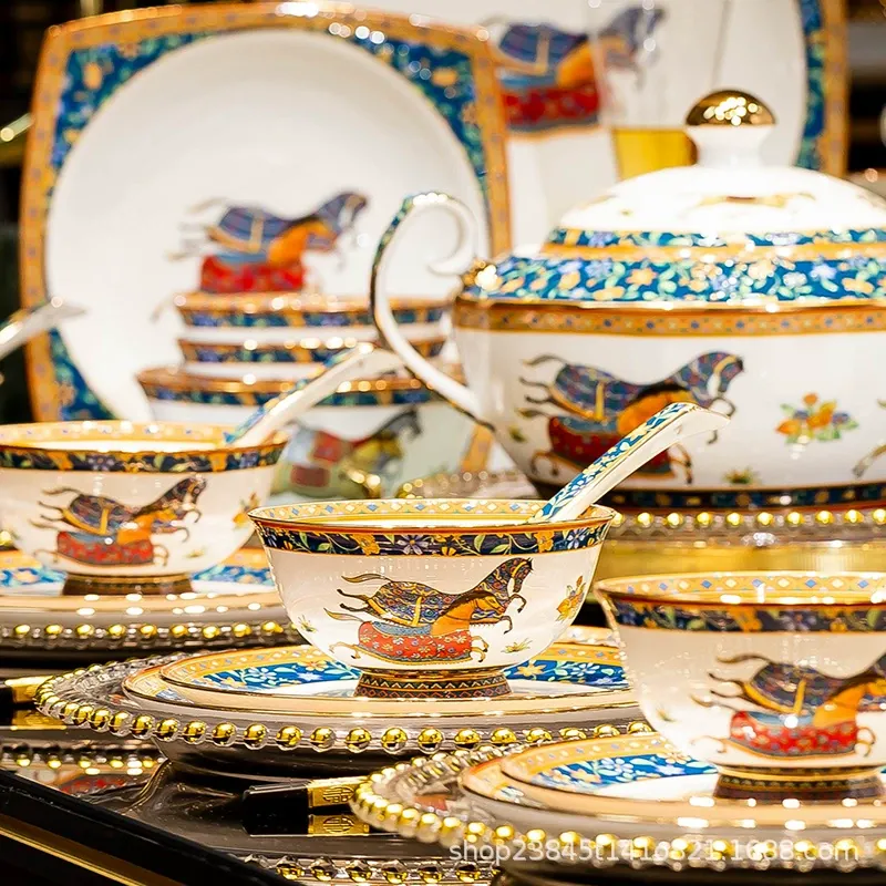 Tigela de pé alto de porcelana de osso tableware view 2