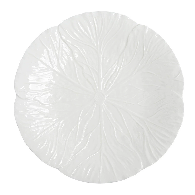 Set de bol y plato de cerámica con relieve floral tableware view 5