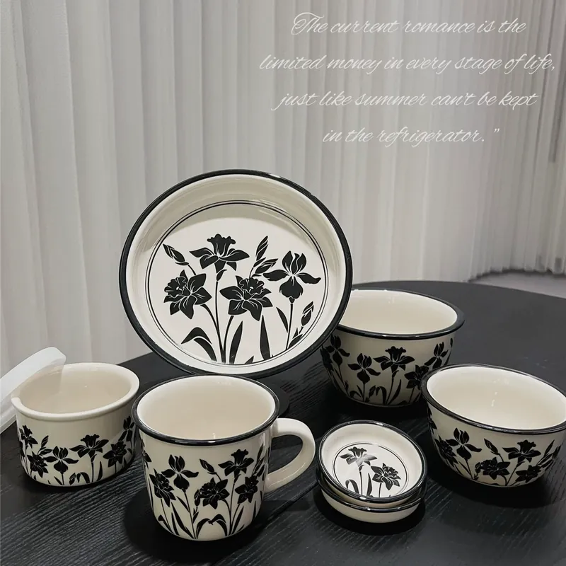 Porcelain Tableware Set with Floral Design