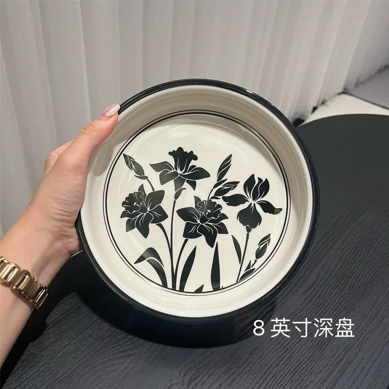 Набор столовой посуды из фарфора с цветочным дизайном tableware view 10