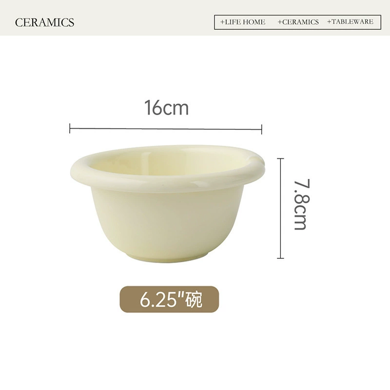 Корейский керамический набор посуды в кремовом стиле tableware view 6