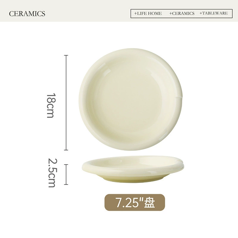 Корейский керамический набор посуды в кремовом стиле tableware view 7