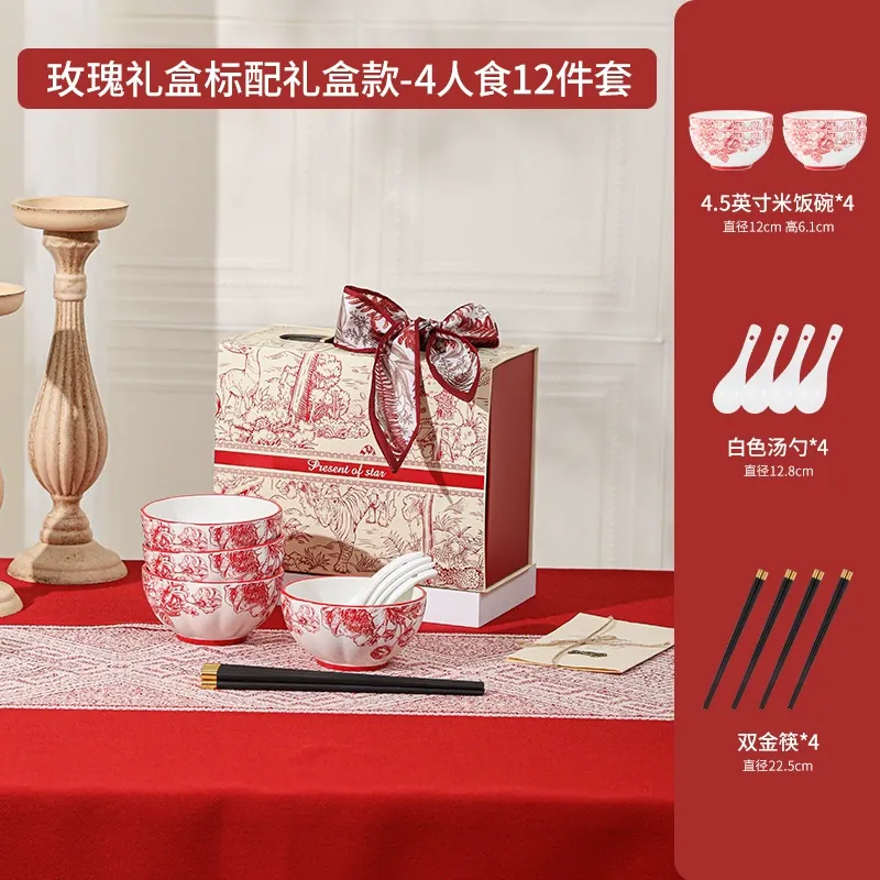 Red Rose Ceramic Tableware Set tableware view 6